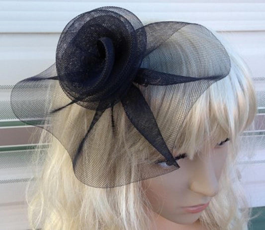 black fascinator millinery feather brooch clip wedding hat bridal ascot race