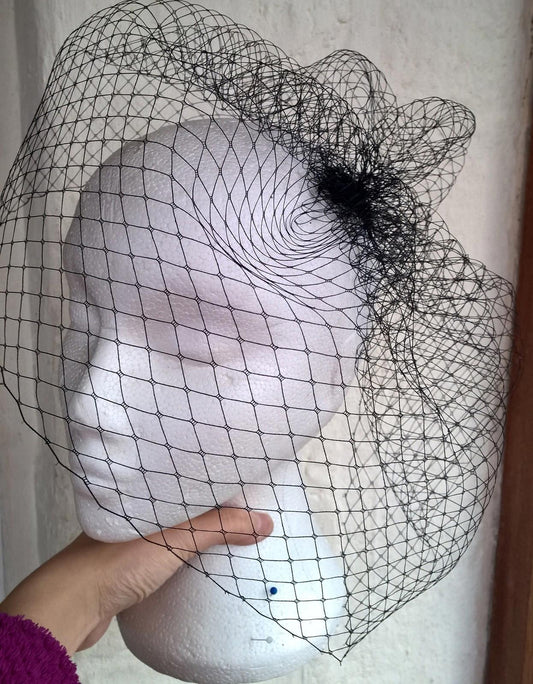 black french veil veiling fascinator wedding bridal funeral hair comb clip race