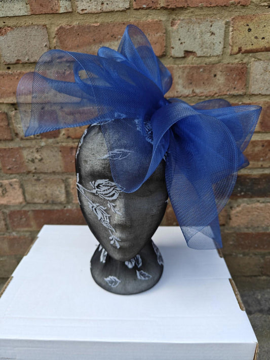 Blue fascinator millinery burlesque headband wedding hat ascot race