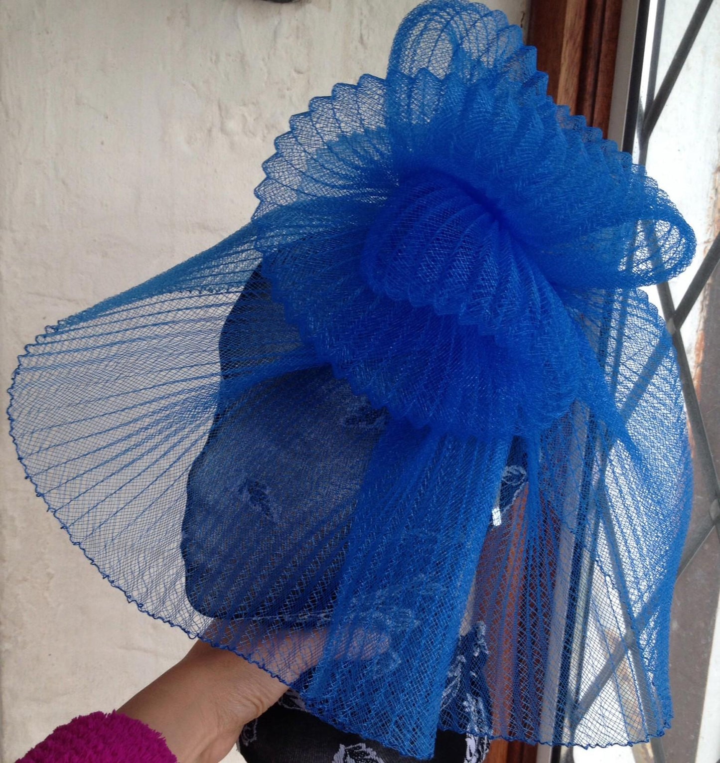 Blue fascinator millinery burlesque wedding hat hair piece ascot race bridal 1
