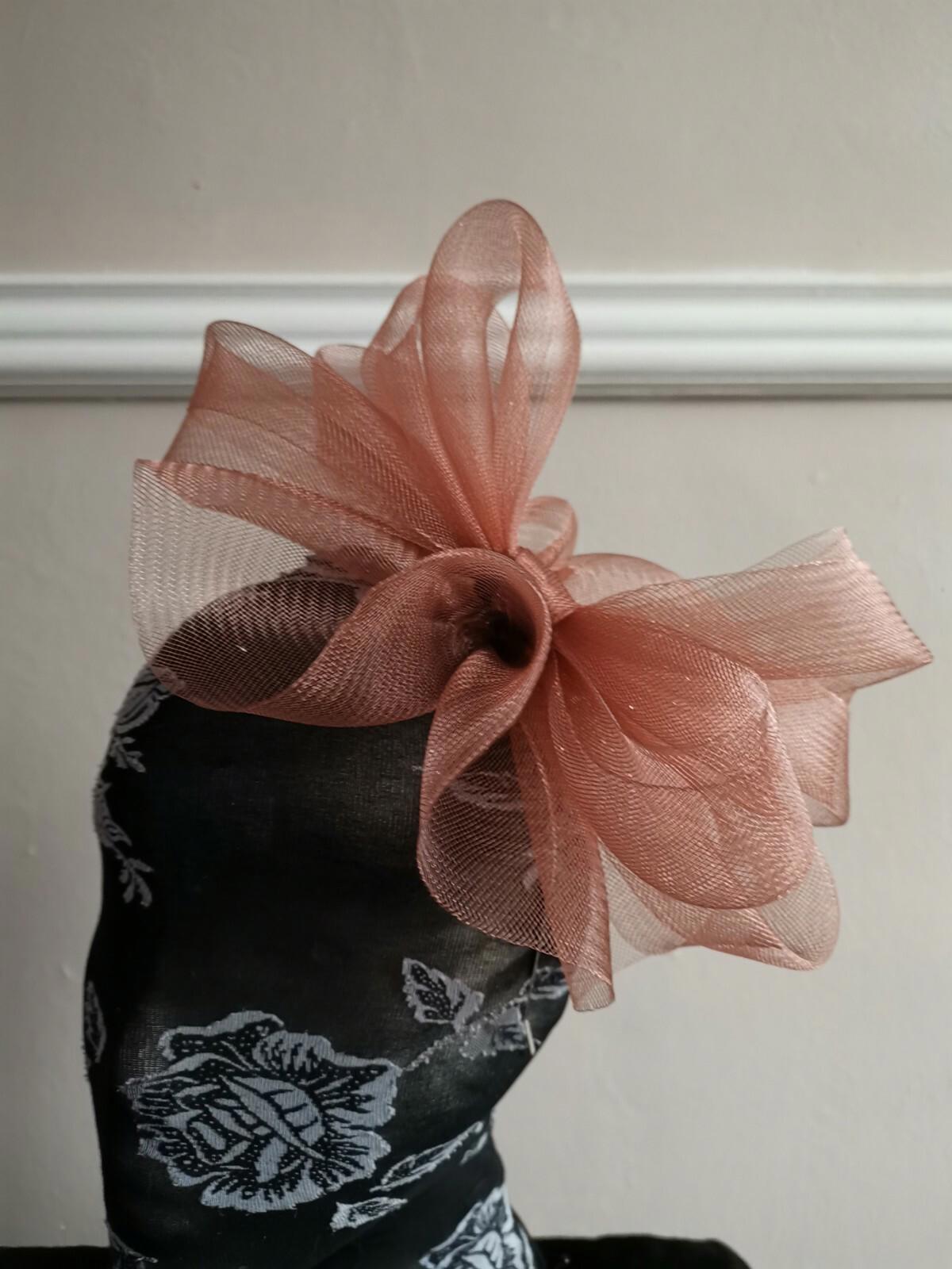 light brown fascinator millinery burlesque headband wedding hat hair piece