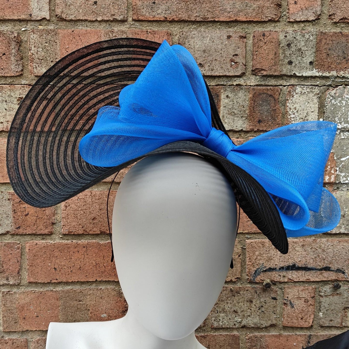 black blue bow crinoline fascinator millinery headband wedding hat party cosplay