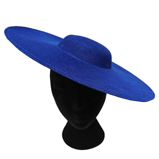 royal blue large wide brim DIY fascinator base wedding hat Kentucky Derby Ascot