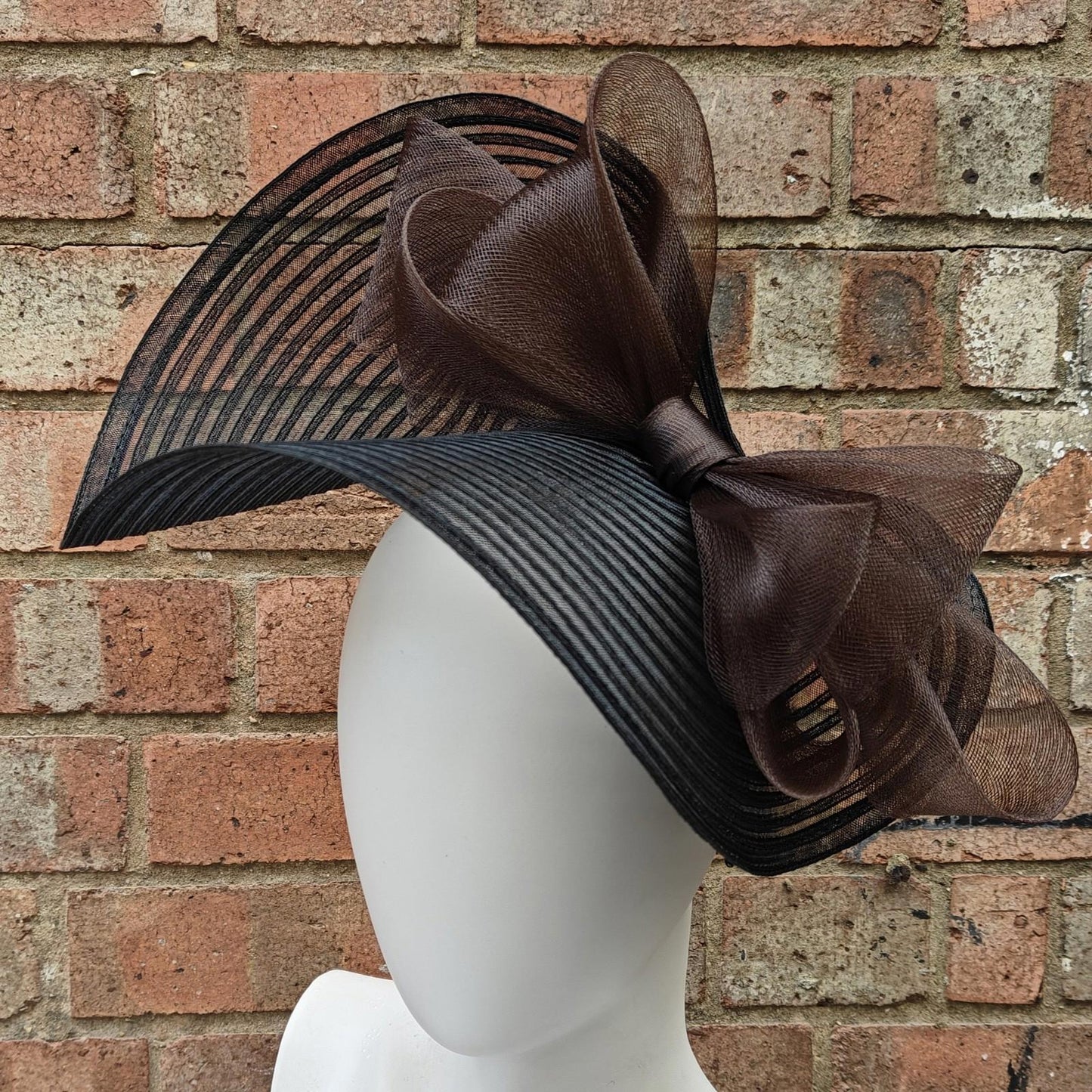 black dark brown bow crinoline fascinator millinery headband wedding hat party cosplay