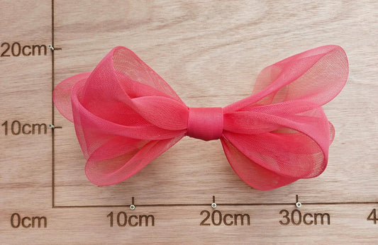 coral pink large crinoline bow art craft DIY handmade fascinator hair clip