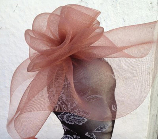 brown fascinator millinery burlesque wedding hat hair piece ascot race bridal 1