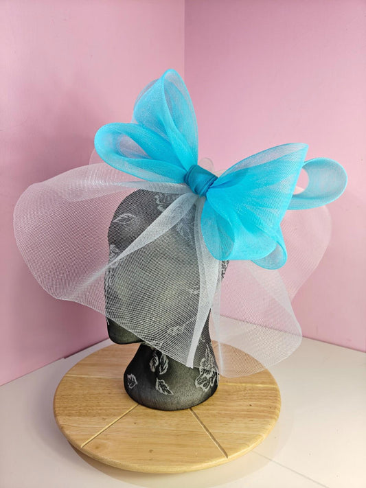 white turquoise fascinator millinery headband derby wedding hat ascot race