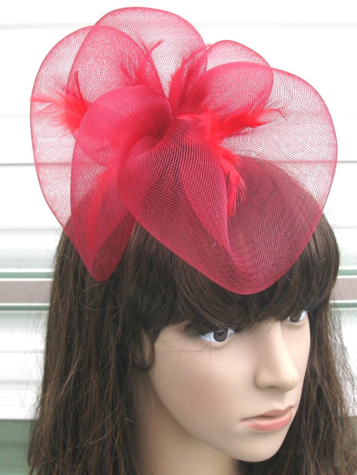 dark red fascinator millinery feather brooch clip wedding hair piece ascot 1