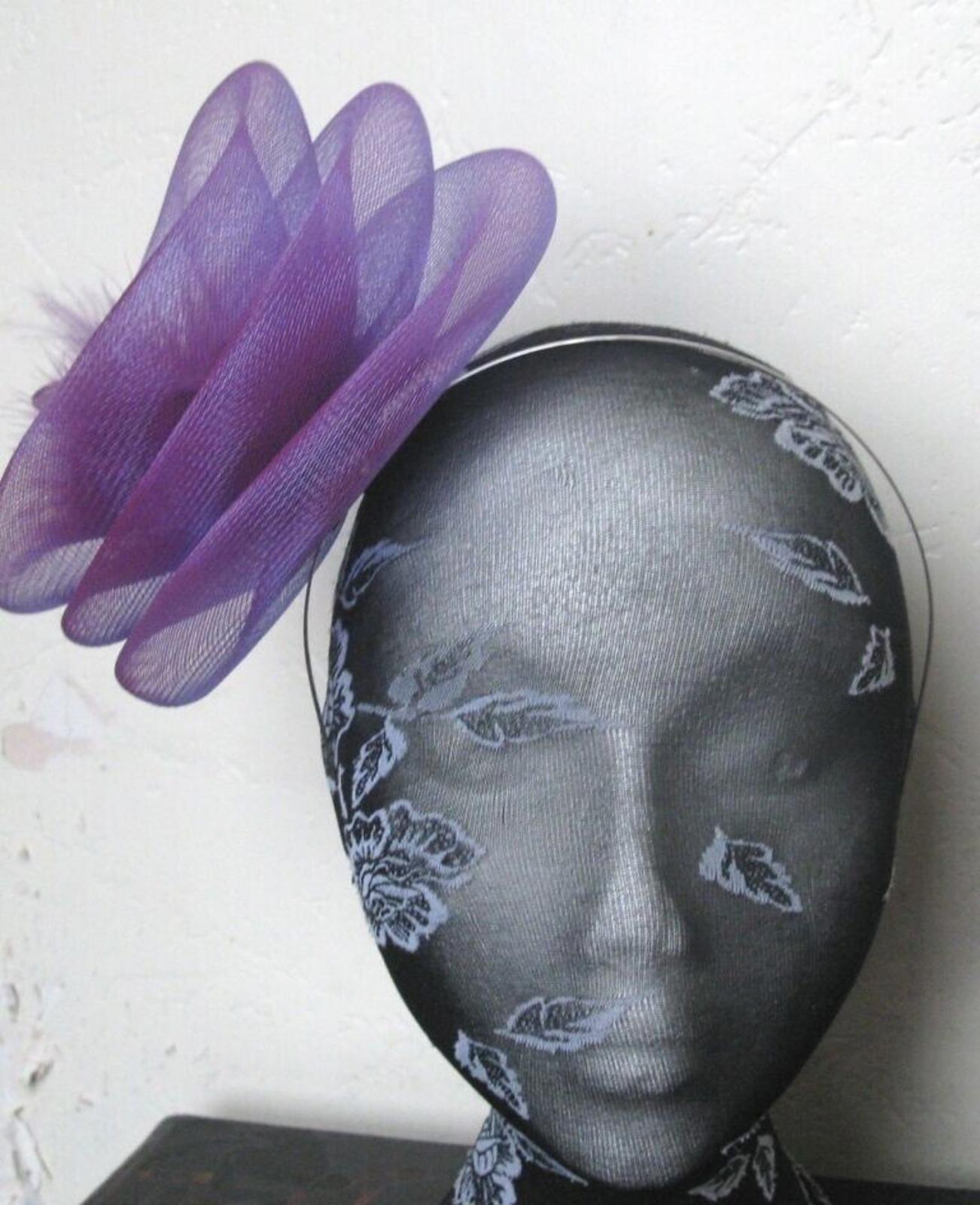 purple headband crinoline fascinator millinery hat wedding ascot