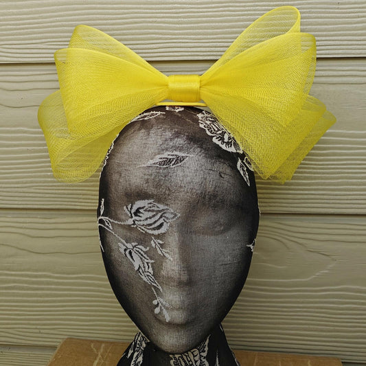 yellow bow hair clip brooch fascinator millinery wedding hat race party