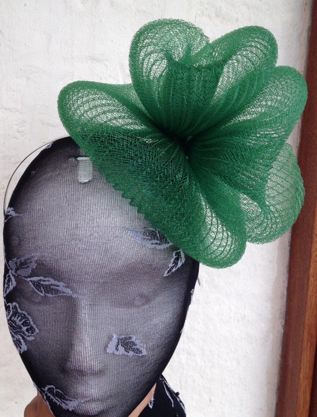 green fascinator millinery burlesque headband wedding hat hair piece