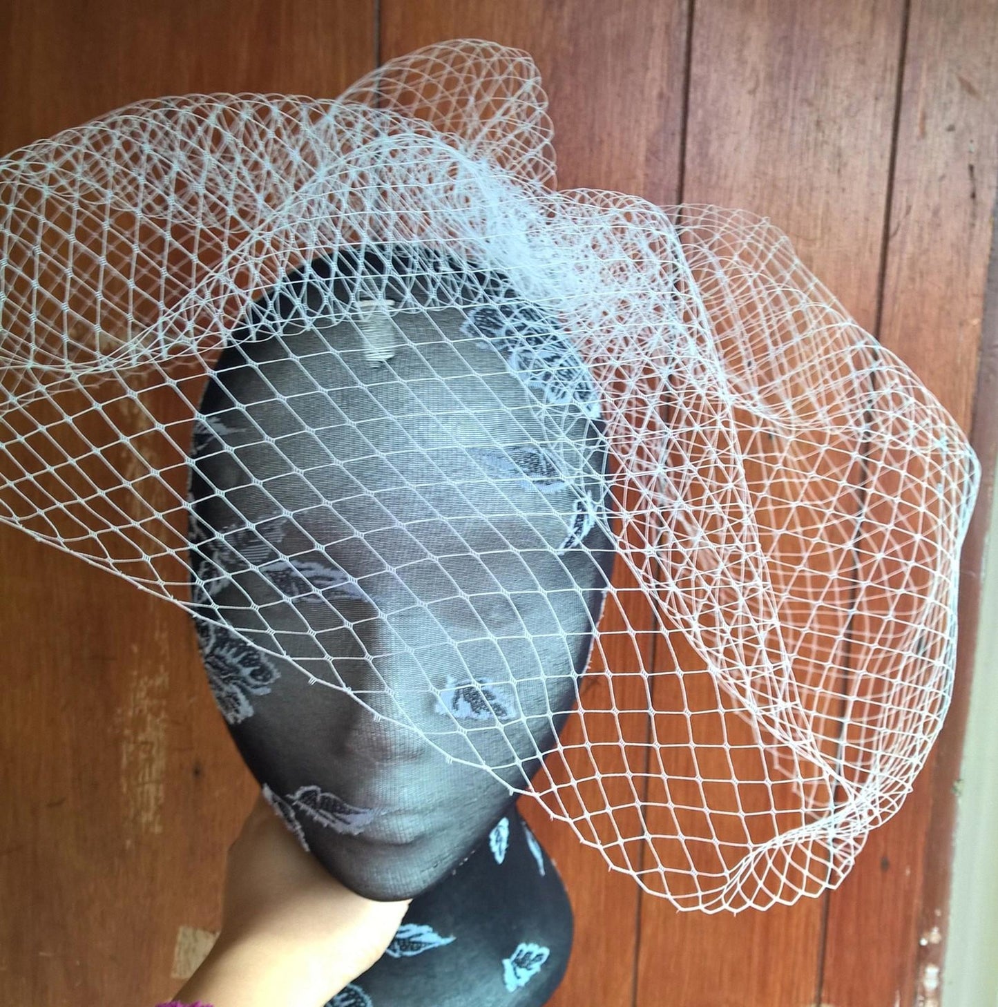 white ivory french veil veiling fascinator wedding bridal hair comb clip race