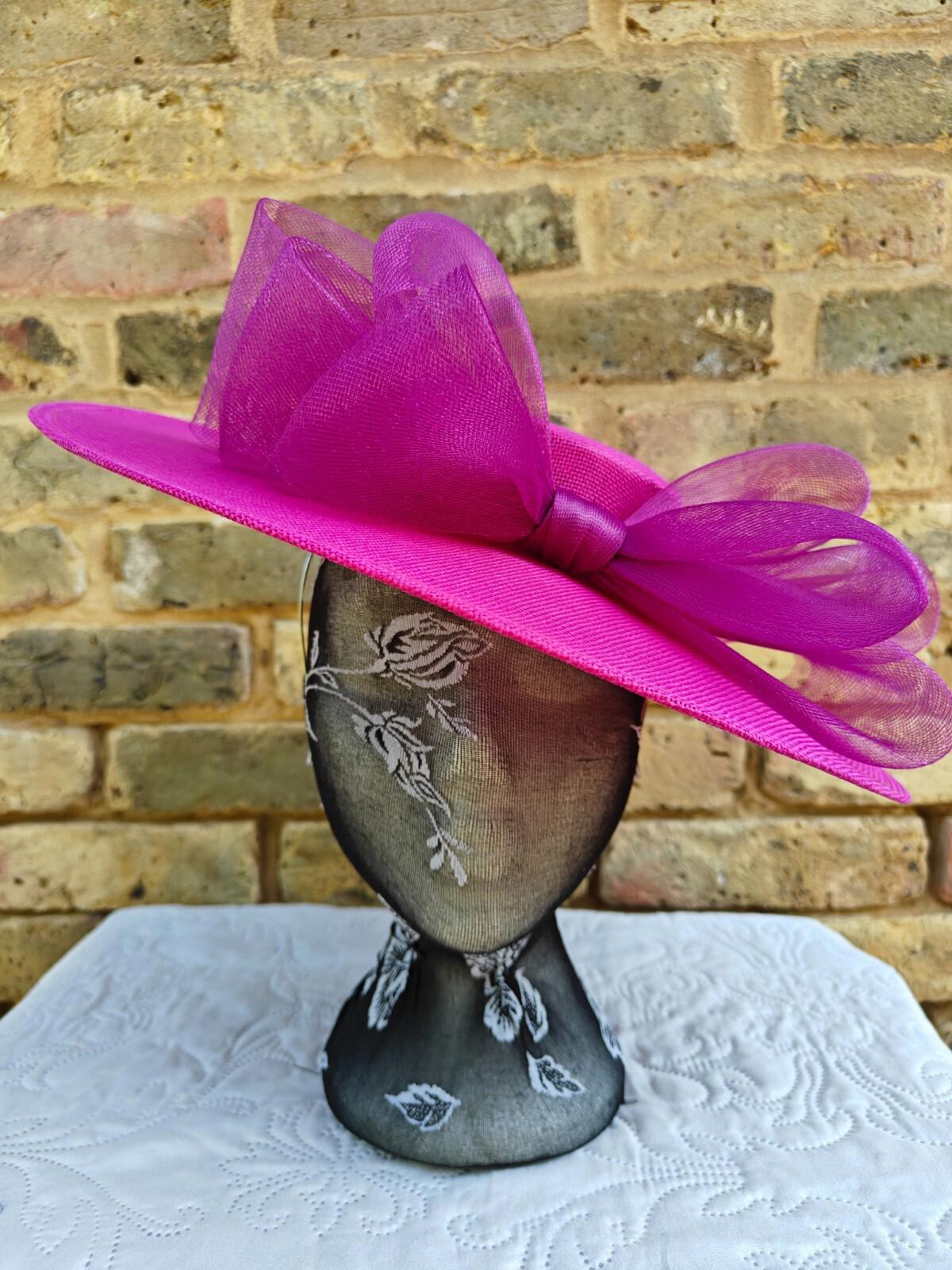 dark pink large fascinator wedding hat  Kentucky Derby Royal Ascot bow