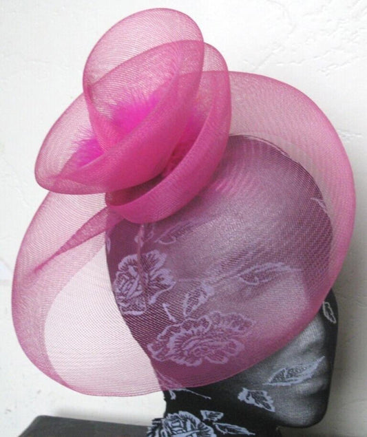 hot pink headband crinoline fascinator millinery hat wedding ascot