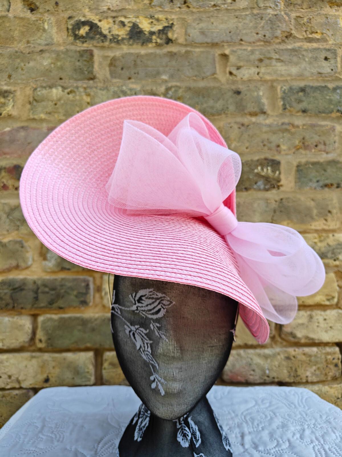 light pink large straw fascinator millinery headband wedding hat ascot