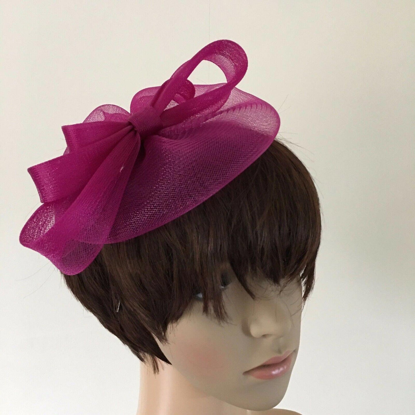 dark plum pink purple headband crinoline fascinator millinery hat wedding ascot