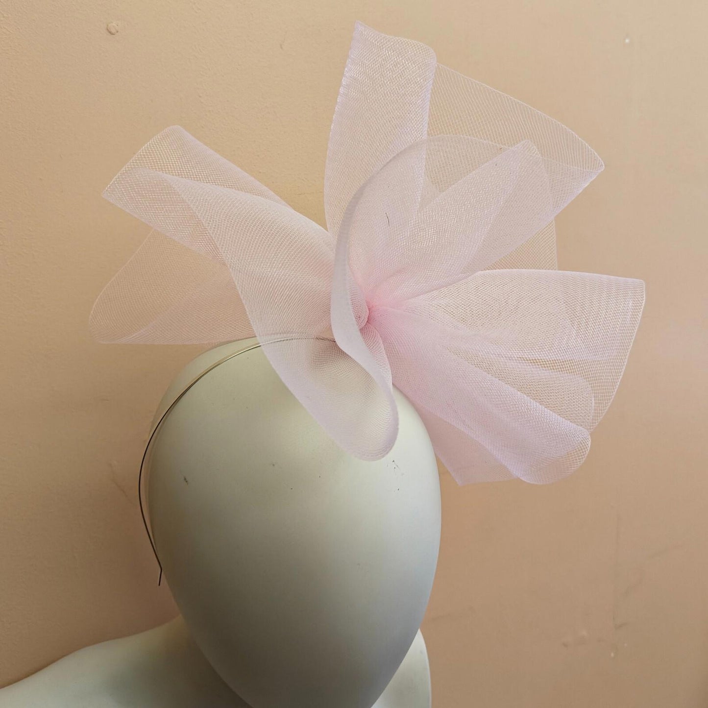 light pink fascinator millinery burlesque headband wedding hat ascot race