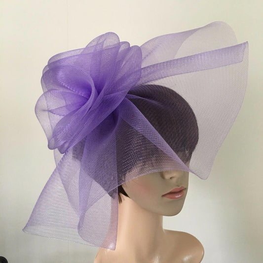 lilac light purple headband crinoline fascinator millinery hat wedding ascot