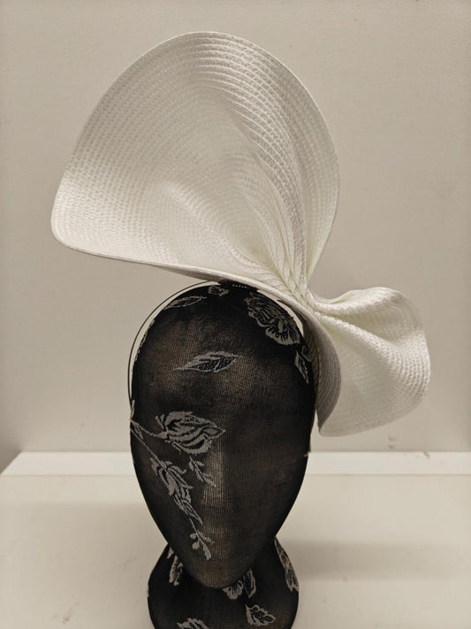 white large straw fascinator millinery burlesque headband wedding hat