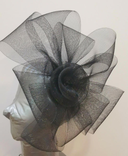 black fascinator millinery burlesque headband wedding hat hair piece