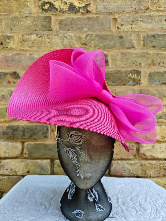 coral pink large straw fascinator millinery headband wedding hat ascot