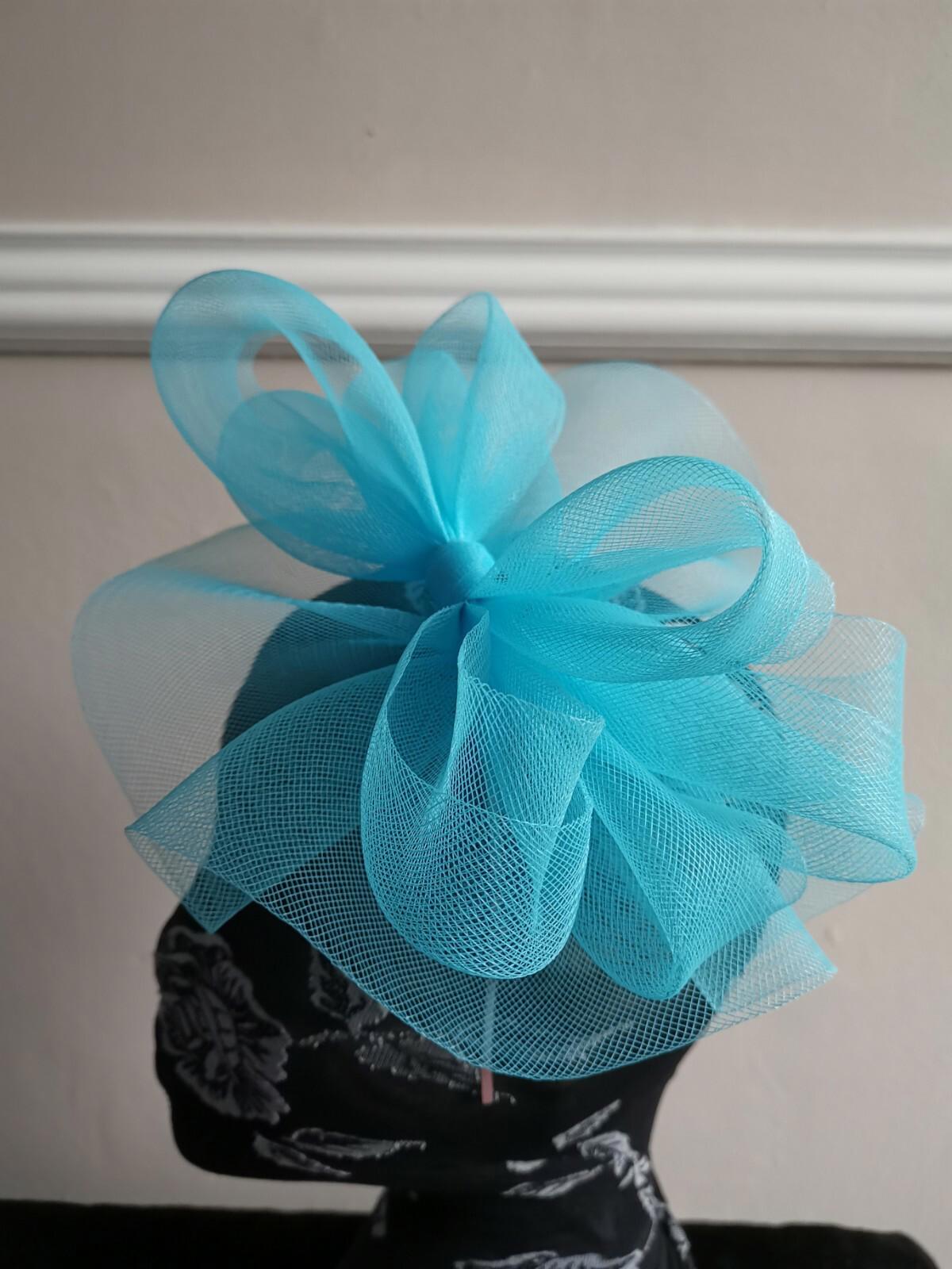 turquoise blue fascinator millinery burlesque headband wedding hat hair piece