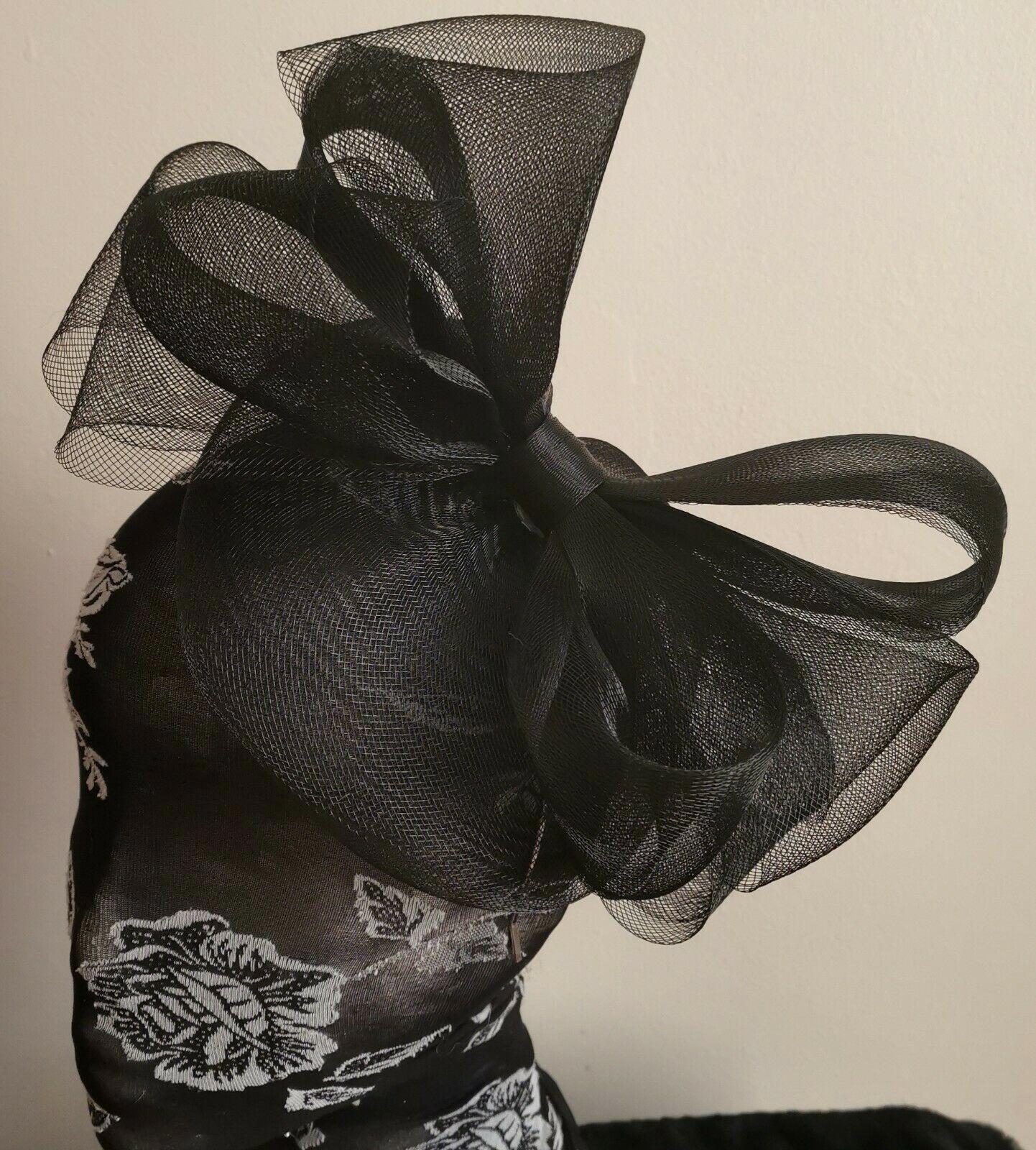 black fascinator millinery burlesque wedding hat hair piece ascot race bridal