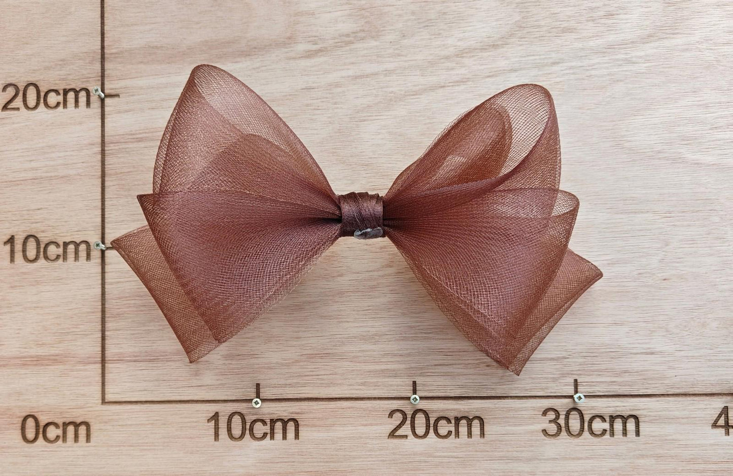 reddish brown large crinoline bow art craft DIY handmade fascinator hair clip