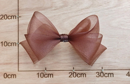 reddish brown large crinoline bow art craft DIY handmade fascinator hair clip