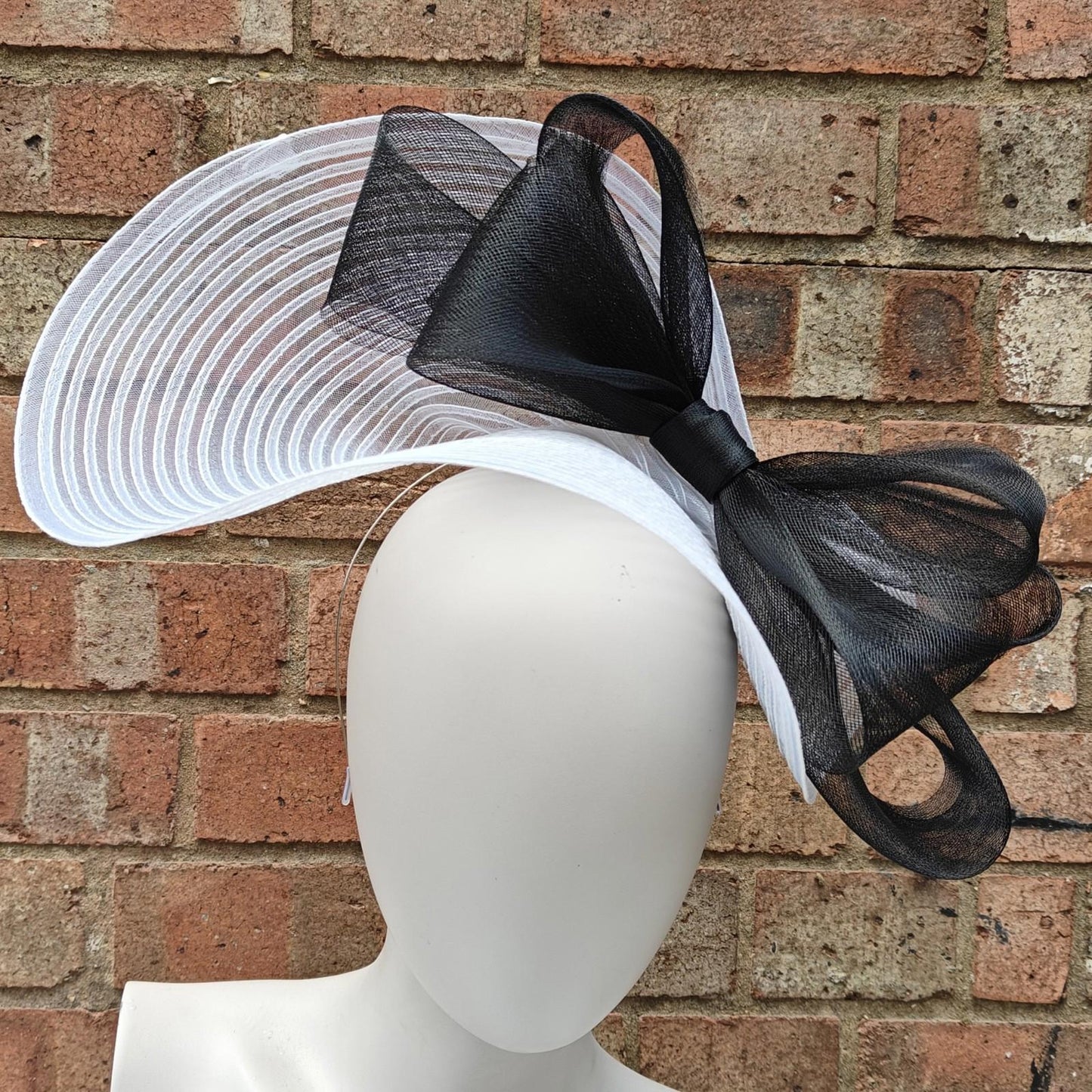 white black bow crinoline fascinator millinery headband wedding hat party cosplay
