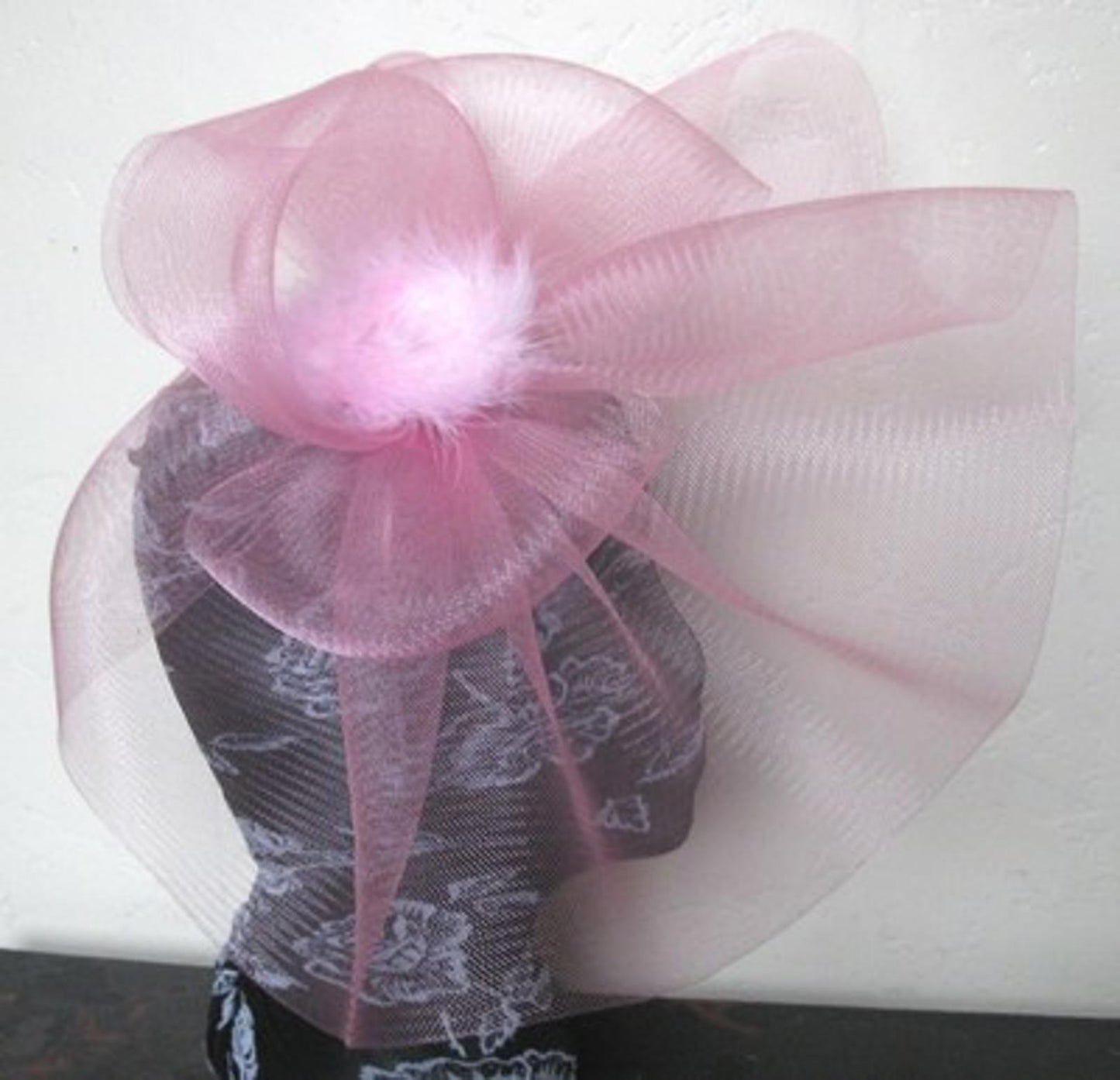 baby pink feather fascinator millinery burlesque headband wedding hat hair