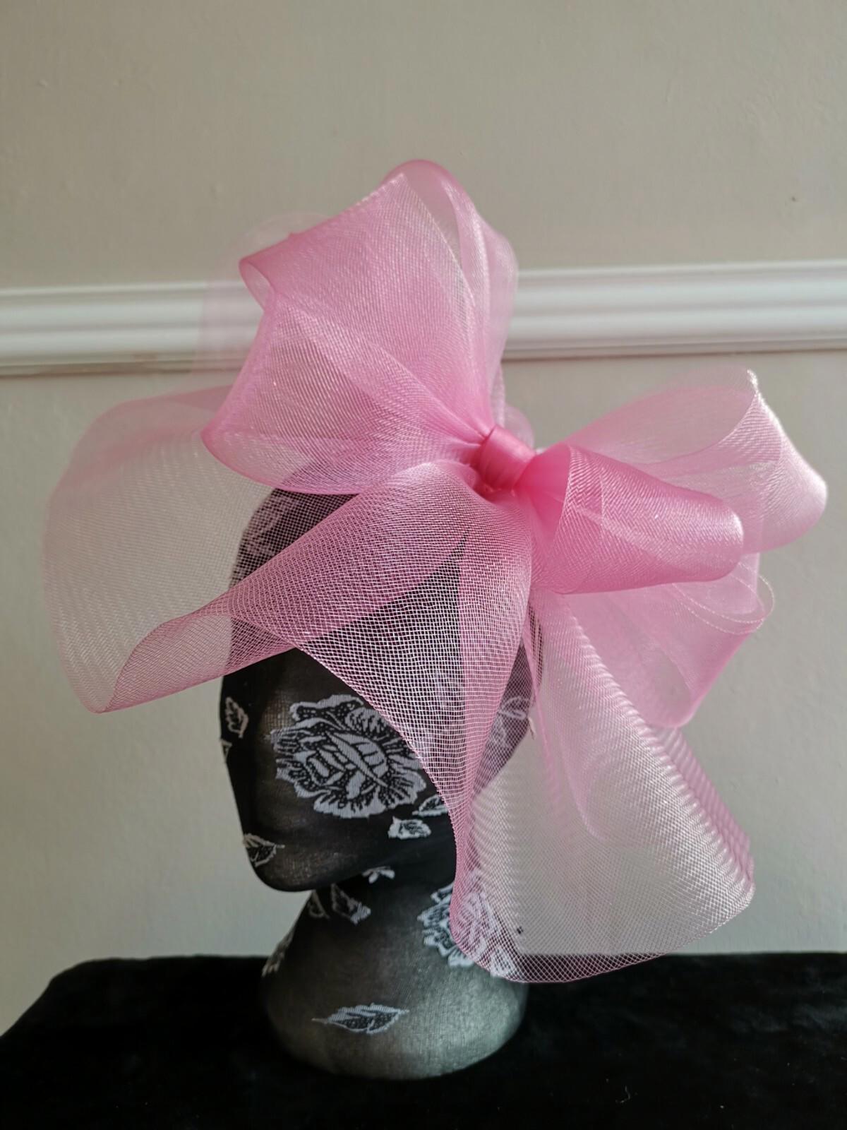 light baby pink fascinator millinery burlesque headband wedding hat hair piece