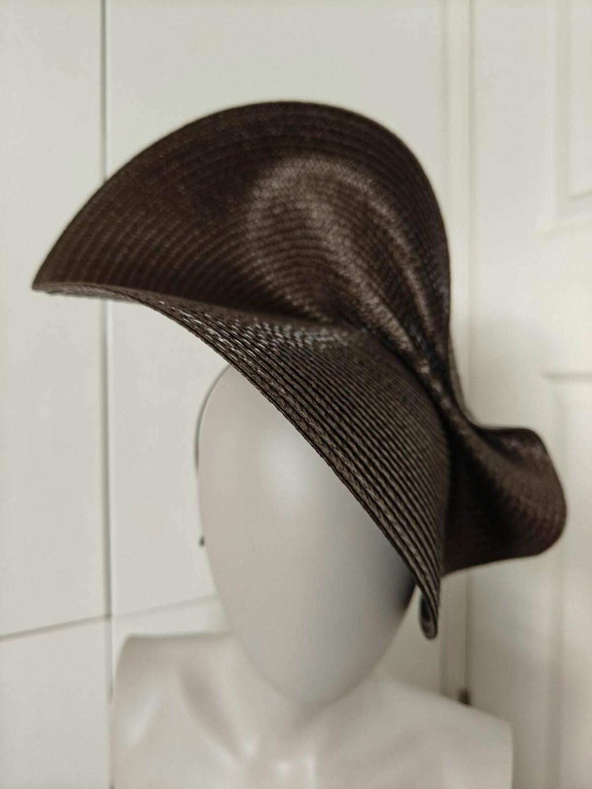 dark brown large straw fascinator millinery burlesque headband wedding hat