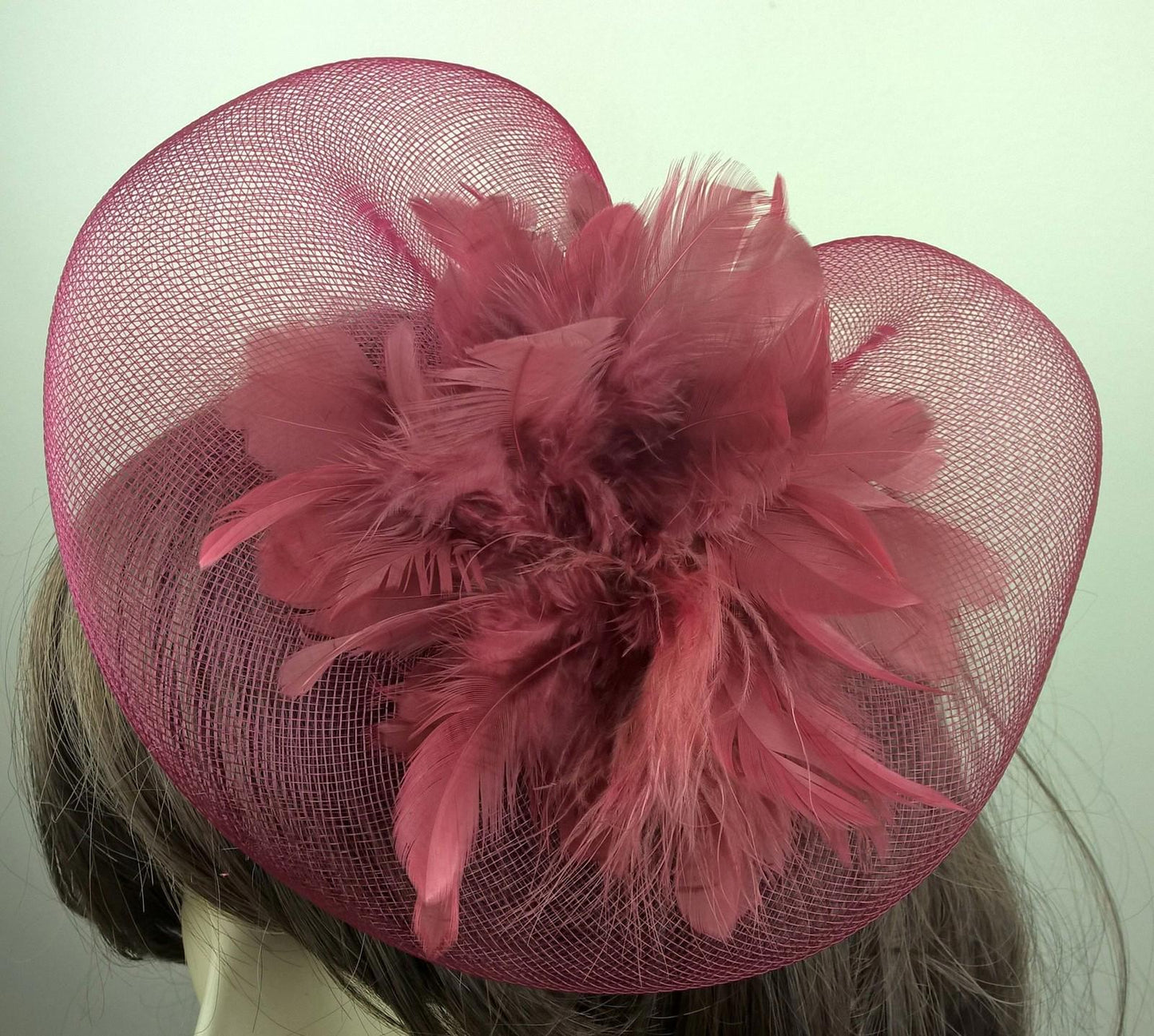 dark red feather fascinator millinery burlesque wedding hat bridal race ascot 1