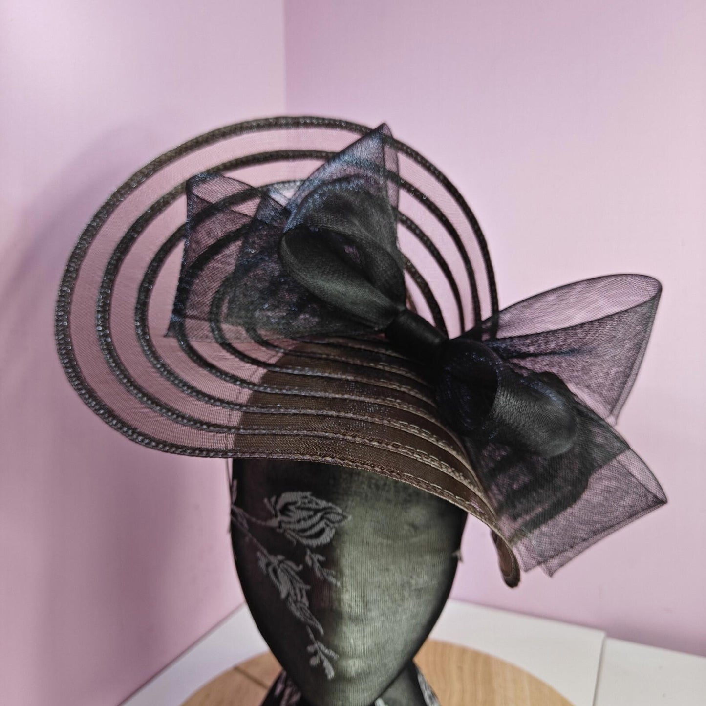 dark brown black bow fascinator millinery wedding hat Kentucky Derby Royal Ascot