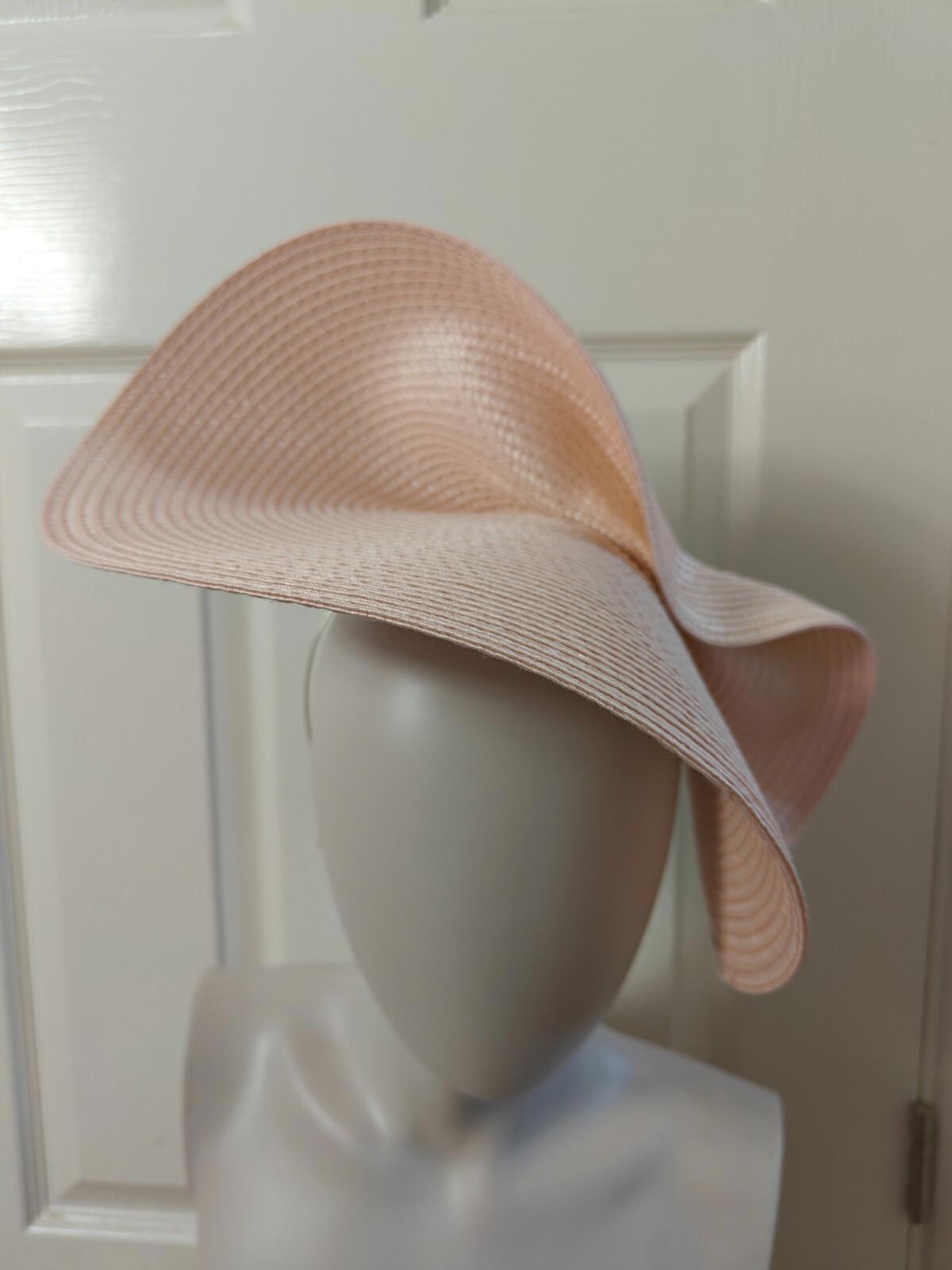 nude pink large straw fascinator millinery burlesque headband wedding hat
