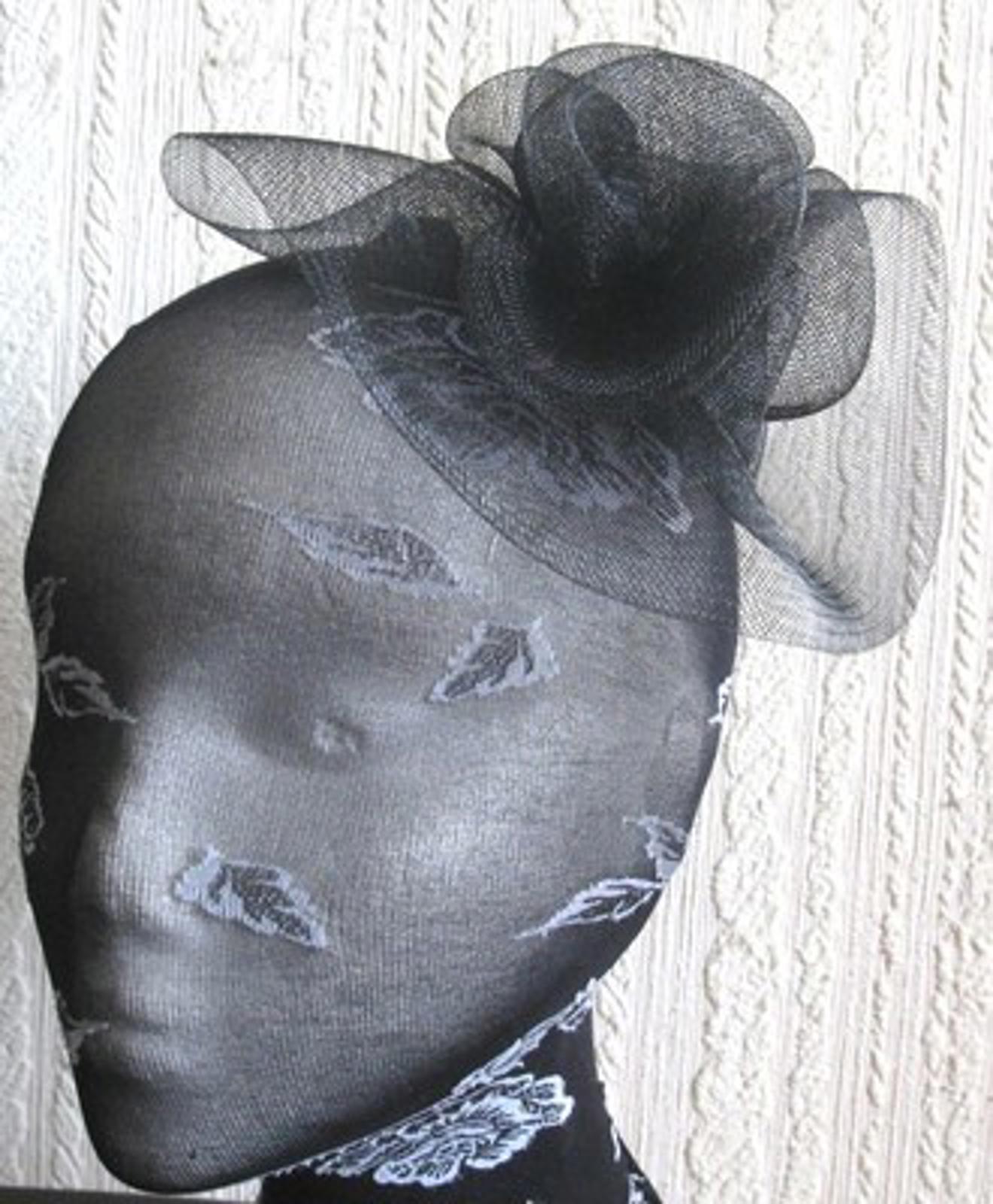 black flower fascinator millinery  brooch clip wedding hat bridal ascot