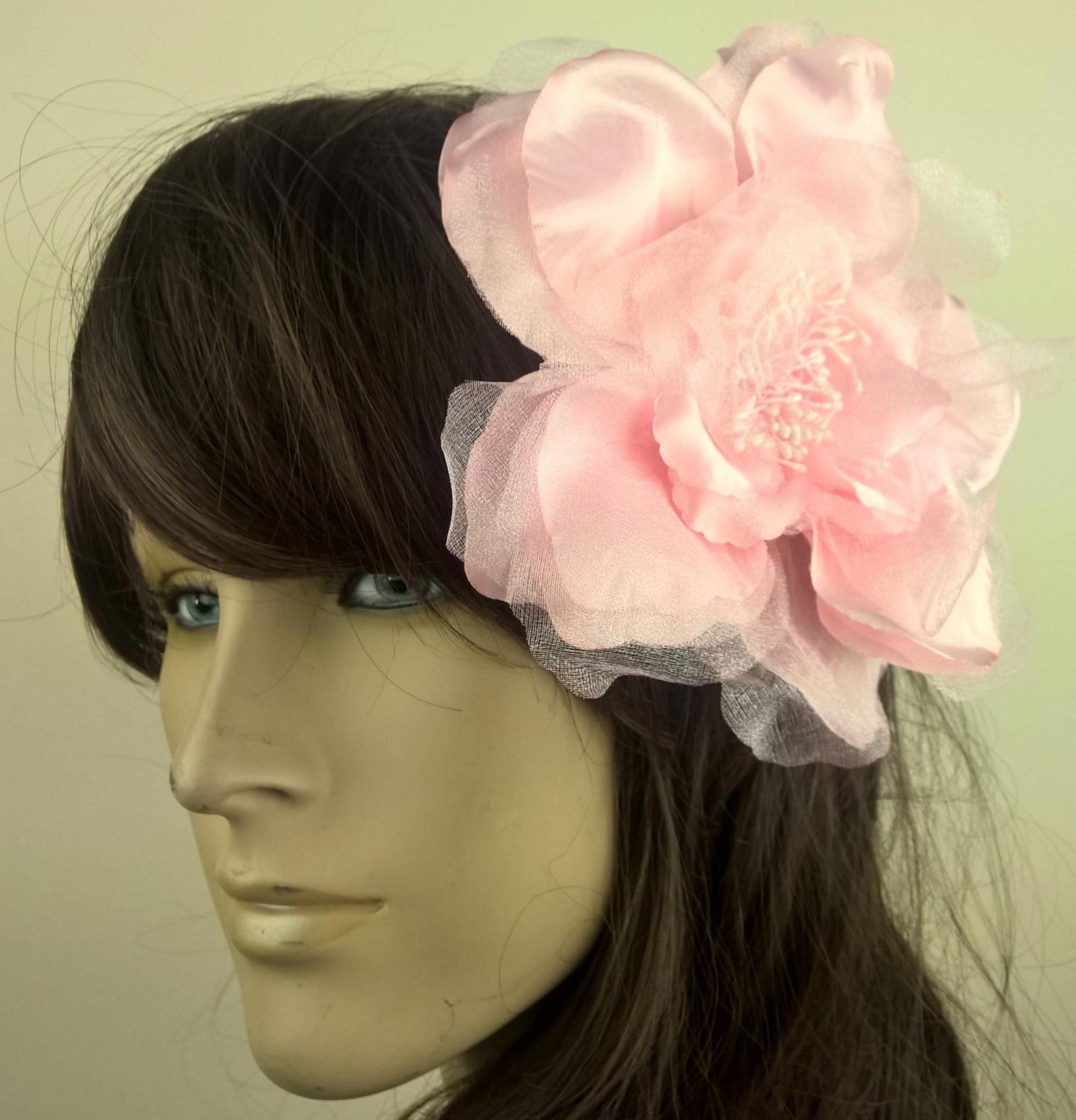 baby pink satin flower fascinator millinery burlesque wedding hat bridal race x