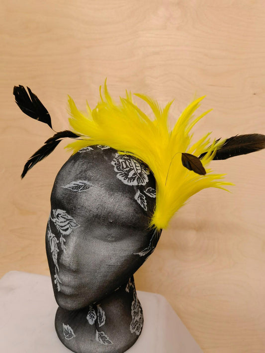 yellow feather headband fascinator millinery wedding ascot bridal hat hair piece