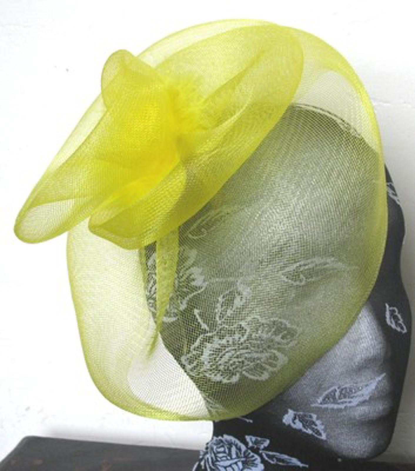 yellow feather fascinator millinery burlesque headband wedding hat hair piece x