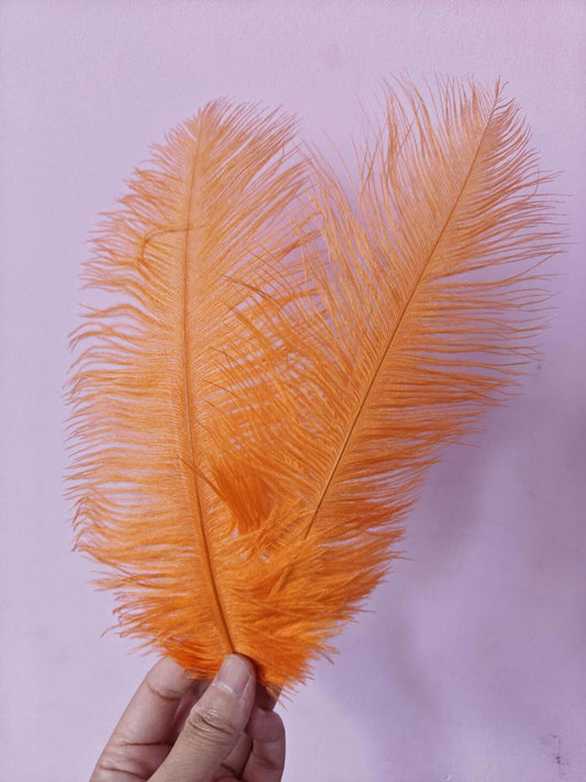 orange ostrich feather hair clip fascinator fancy dress costume dance party