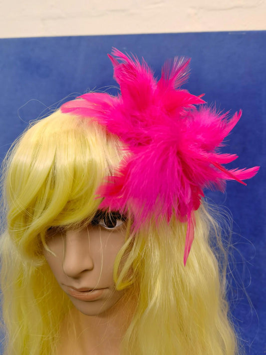 pink feather flower fascinator millinery hair clip wedding piece ascot race