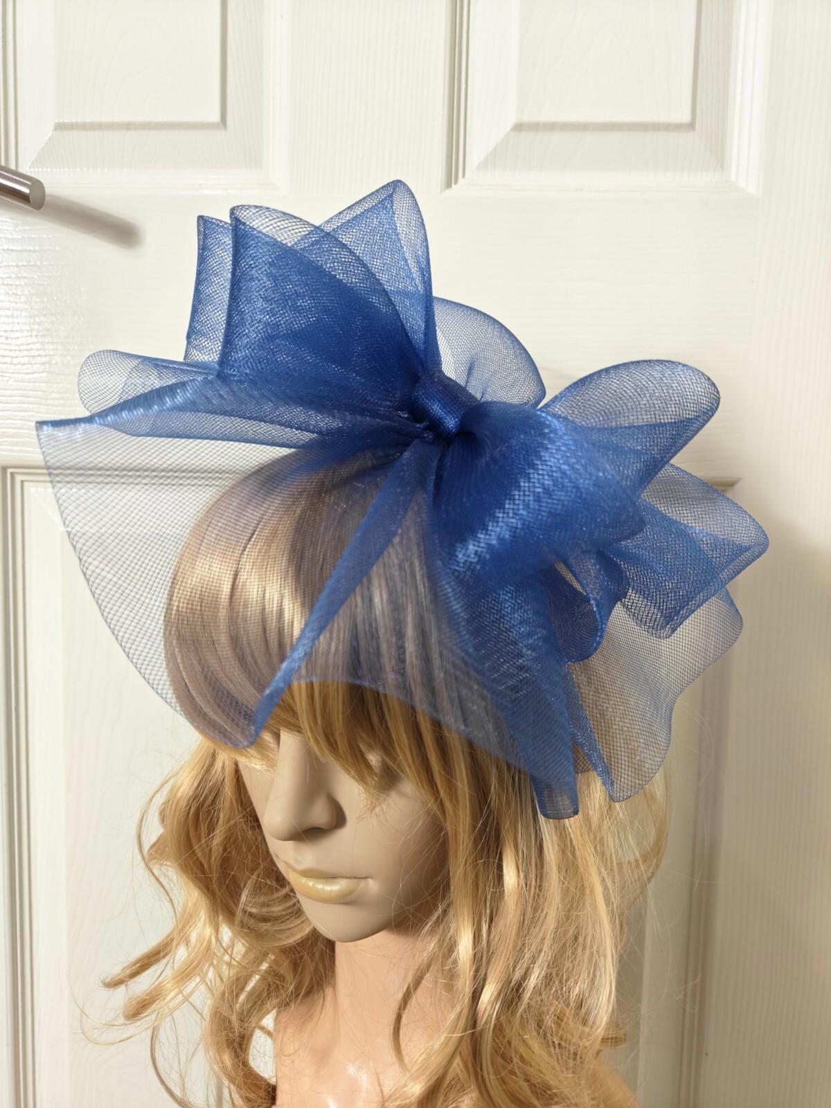 blue fascinator millinery burlesque headband wedding hat ascot race