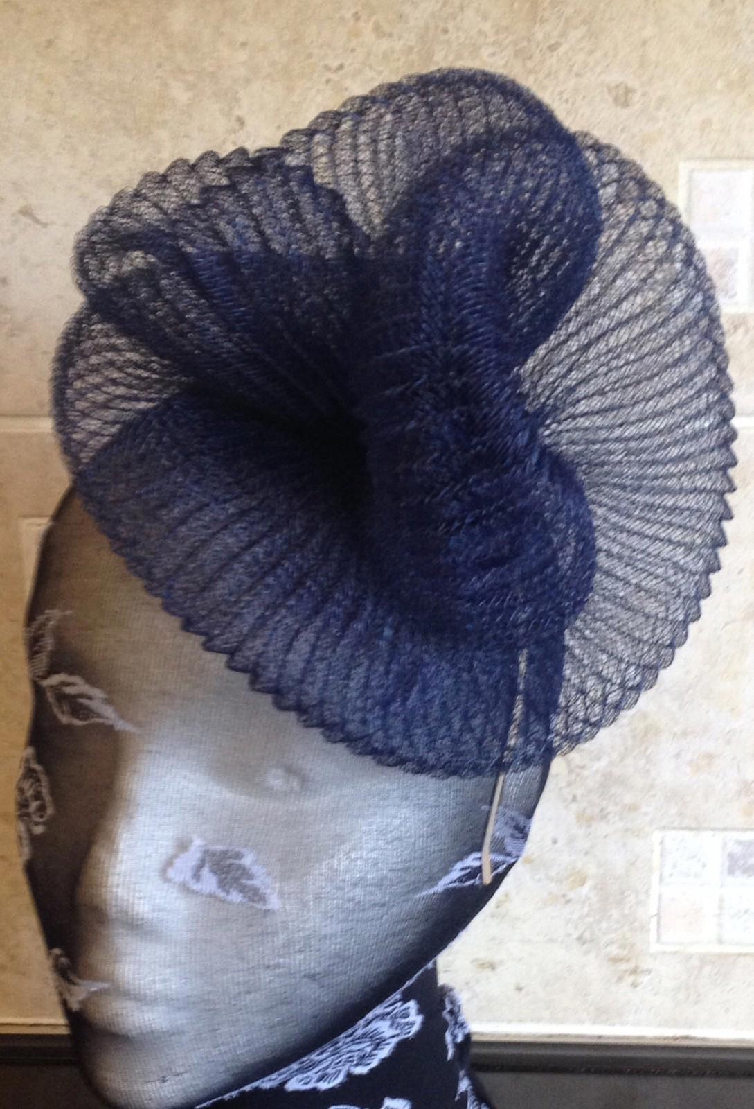Navy dark blue fascinator millinery burlesque wedding hat hair ascot race