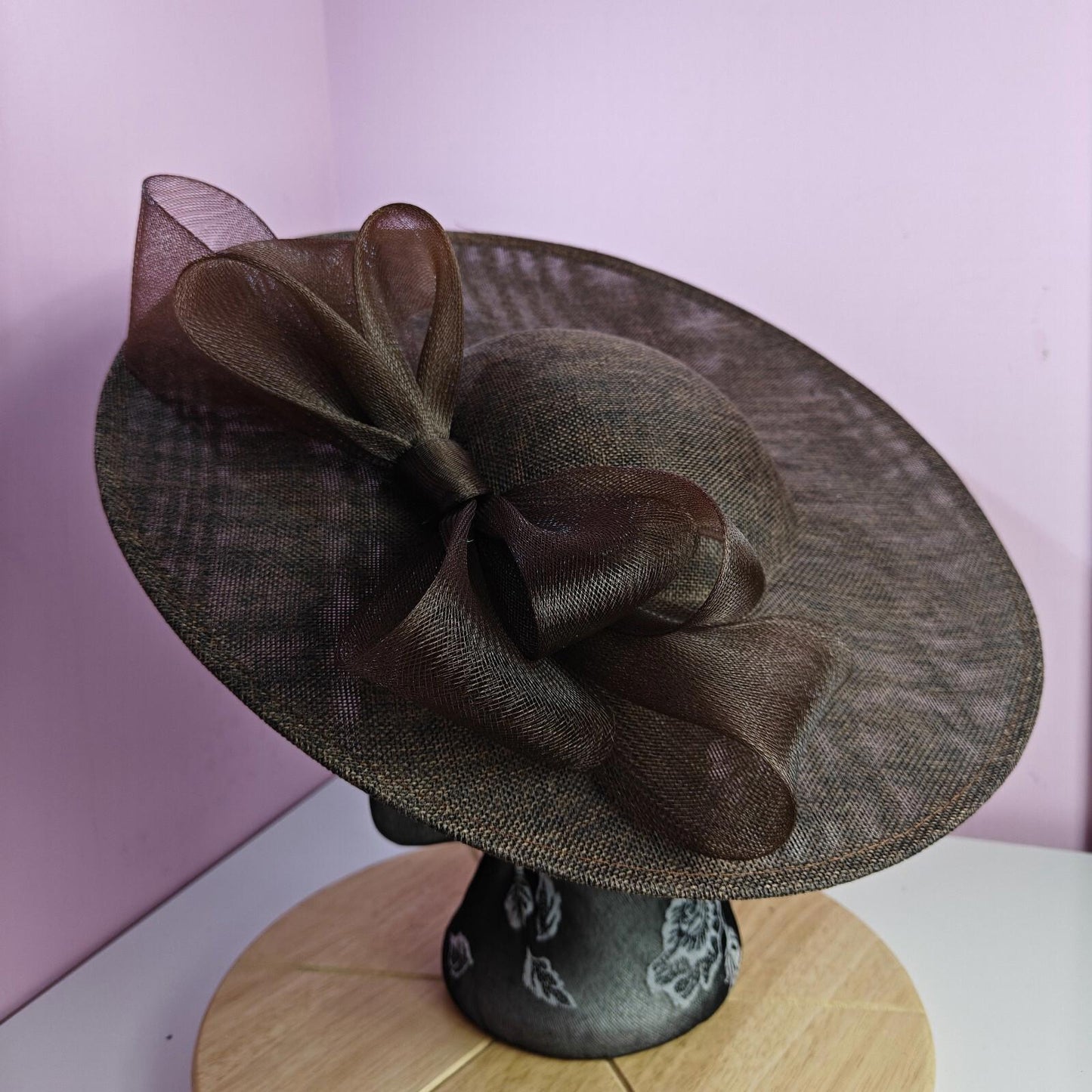 dark brown large fascinator wedding hat  Kentucky Derby Royal Ascot bow