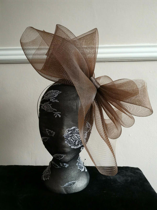 brown headband crin fascinator millinery hat wedding ascot