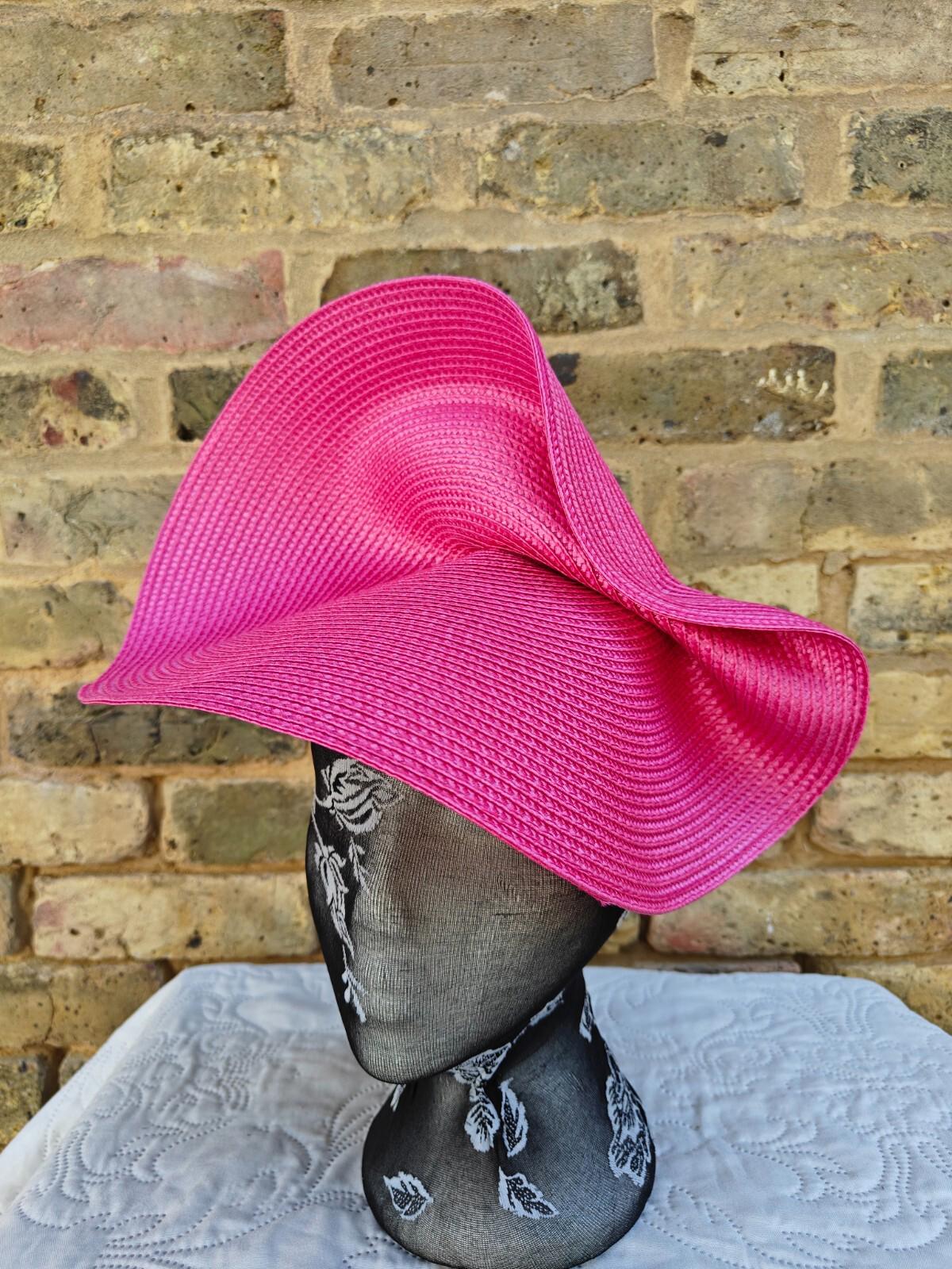 hot pink large straw fascinator millinery headband wedding hat ascot
