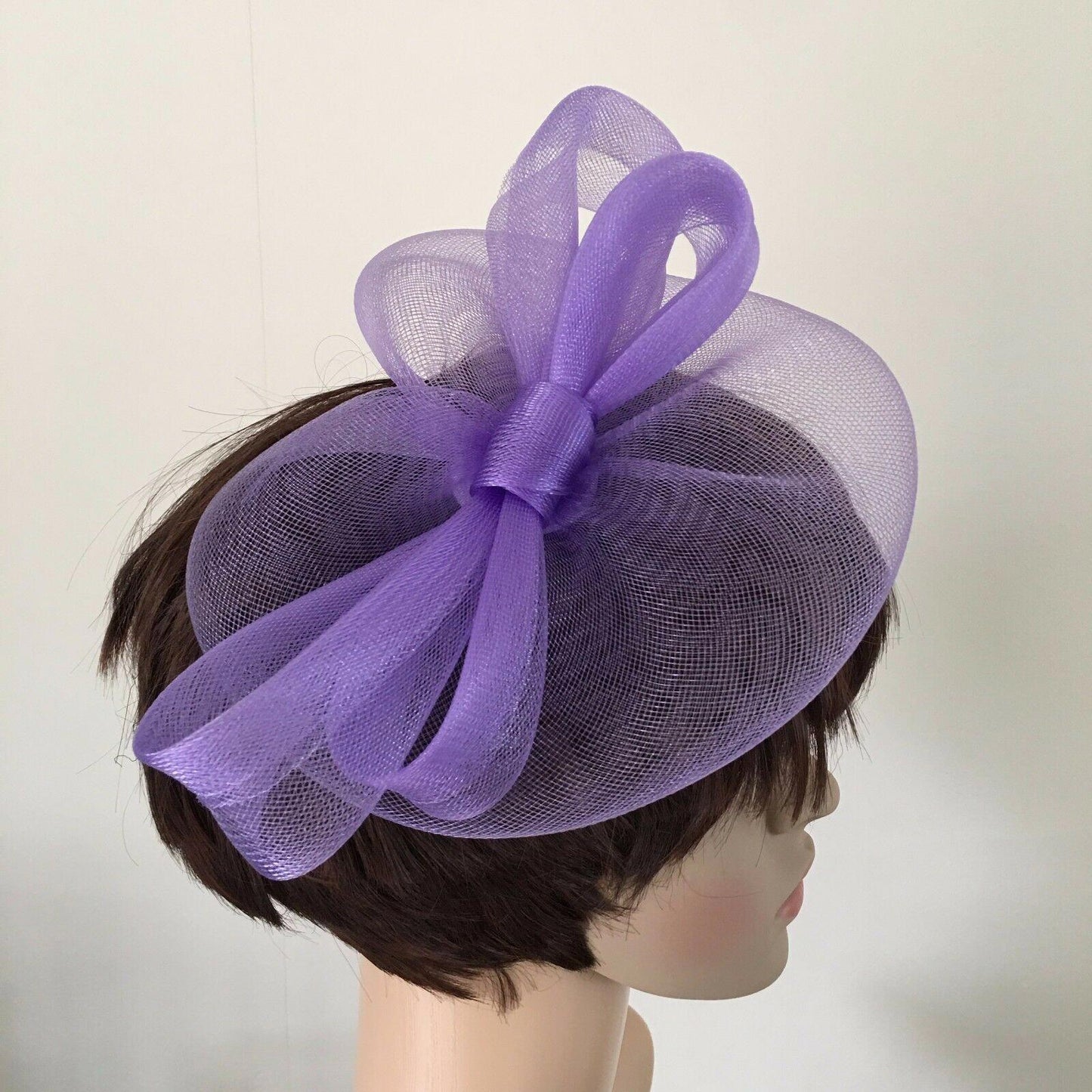 lilac light purple headband crinoline fascinator millinery hat wedding ascot