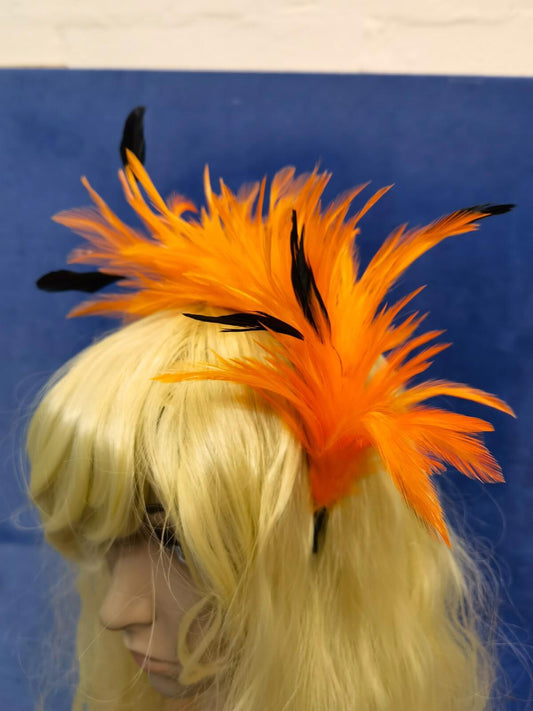 orange feather headband fascinator millinery wedding 1