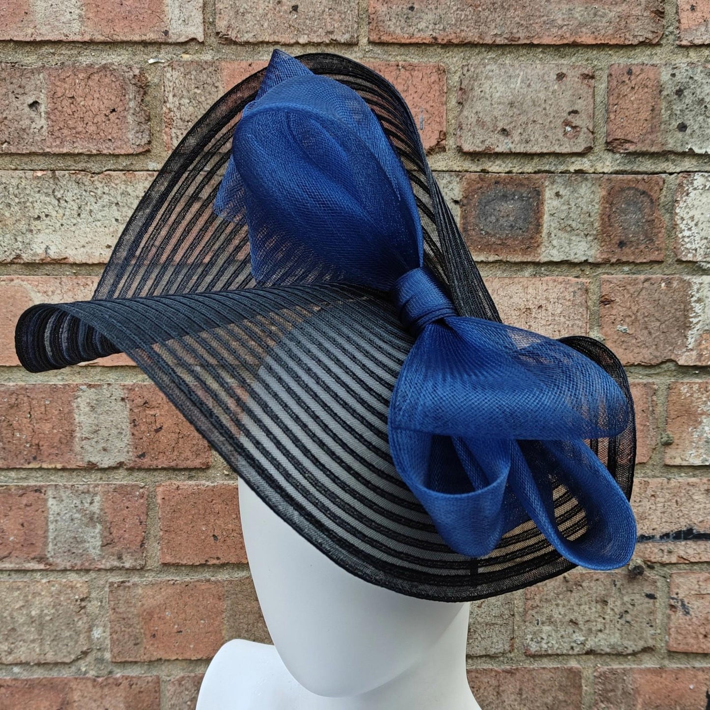 black navy bow crinoline fascinator millinery headband wedding hat party cosplay